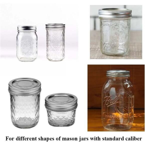 6 Pack Mason Jar Lights, 20 LED Solar Cold White Fairy String Lights Lids - Picture 7 of 8